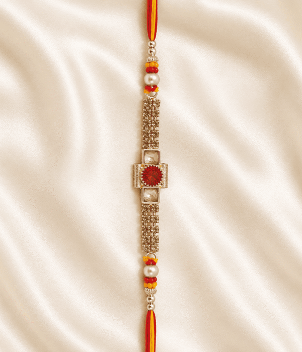 Eshanarya Regal Ruby Bracelet Rakhi for Brother | Premium Crystal Rakhi