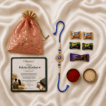 Blue Evil Eye Pearl Designer Rakhi_Live image